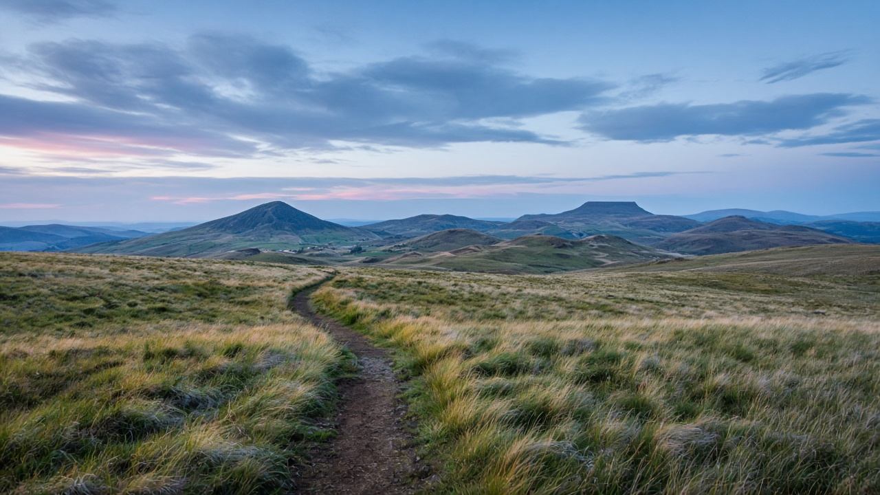 Wanderweg mit Panorama über die Rhön