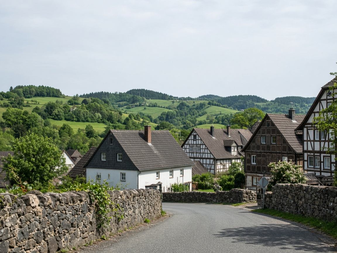 Dorfansicht und Kulturlandschaft in der Rhön